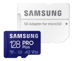 128GB microSDHC Samsung PRO Plus MB-MD128KA (Class 10 UHS-I U3 with SD adapter R/W:160/120MB/s)