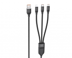 Cable Lightning + micro USB + Type-C to USB 1.2m Hoco U104 Ultra 3in1 Black