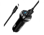 Car Charger Hoco Z40 Superior dual port with Type-C cable Black