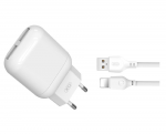 Charger XO 2xUSB + Lightning Cable 2.4A L75 White