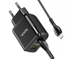 Charger Hoco N6 Charmer dual port QC3.0 charger set with cable MicroUSB Black