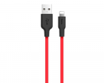 Cable Lightning to USB 1.0m Hoco X21 Silicone Black&Red
