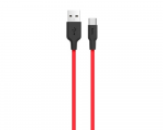 Cable Type-C to USB 1.0m Hoco X21 Silicone Black&Red