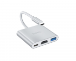Adapter Hoco HB14 Easy use Type-C to (USB3.0+HDMI+PD) Silver