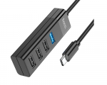 Type-C Hub Hoco HB25 Easy mix 4-in-1 Type-C  to USB3.0+USB2.0x3 Black