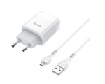 Charger Hoco C73A Glorious 2xUSB-A charger set Type-C White