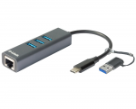 LAN Adapter D-Link DUB-2332 Gray (3xUSB-A 3.0 LAN-1Gbps) Type-C Adapter USB Type-A